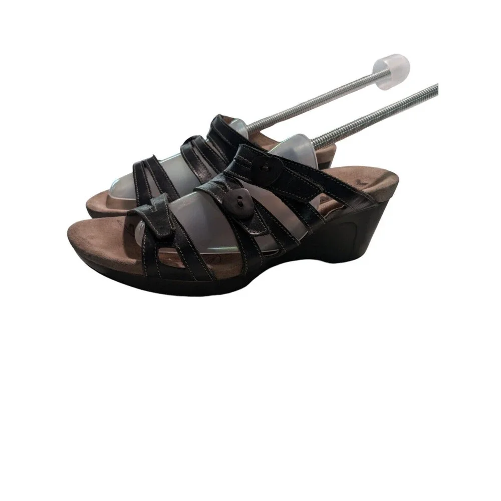 Romika Womens Comfort Leather Sandals Slip On Slides Wedge Size US 8.5 Brown